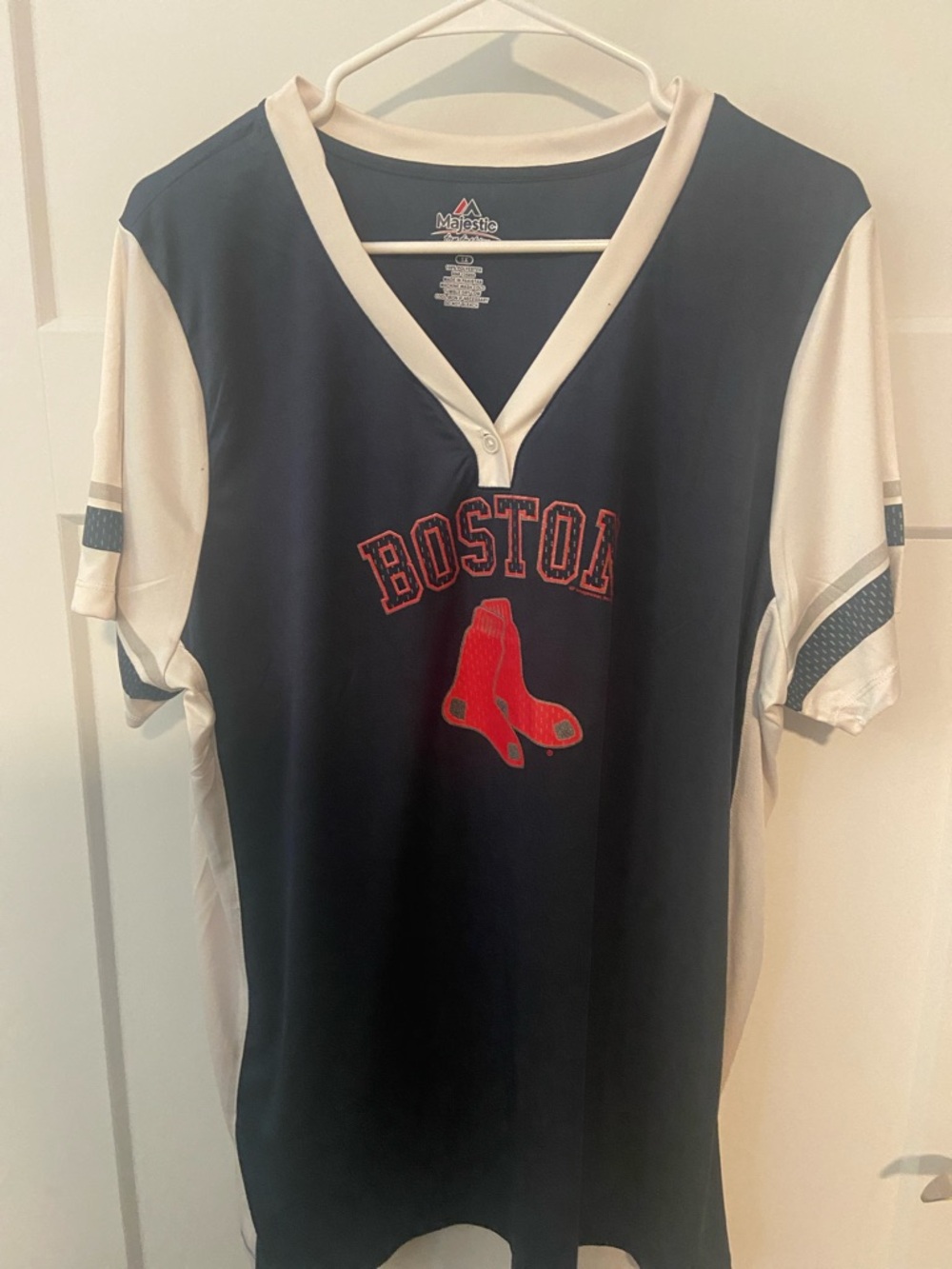 Majestic Navy and White Boston Red Sox Fan Jersey